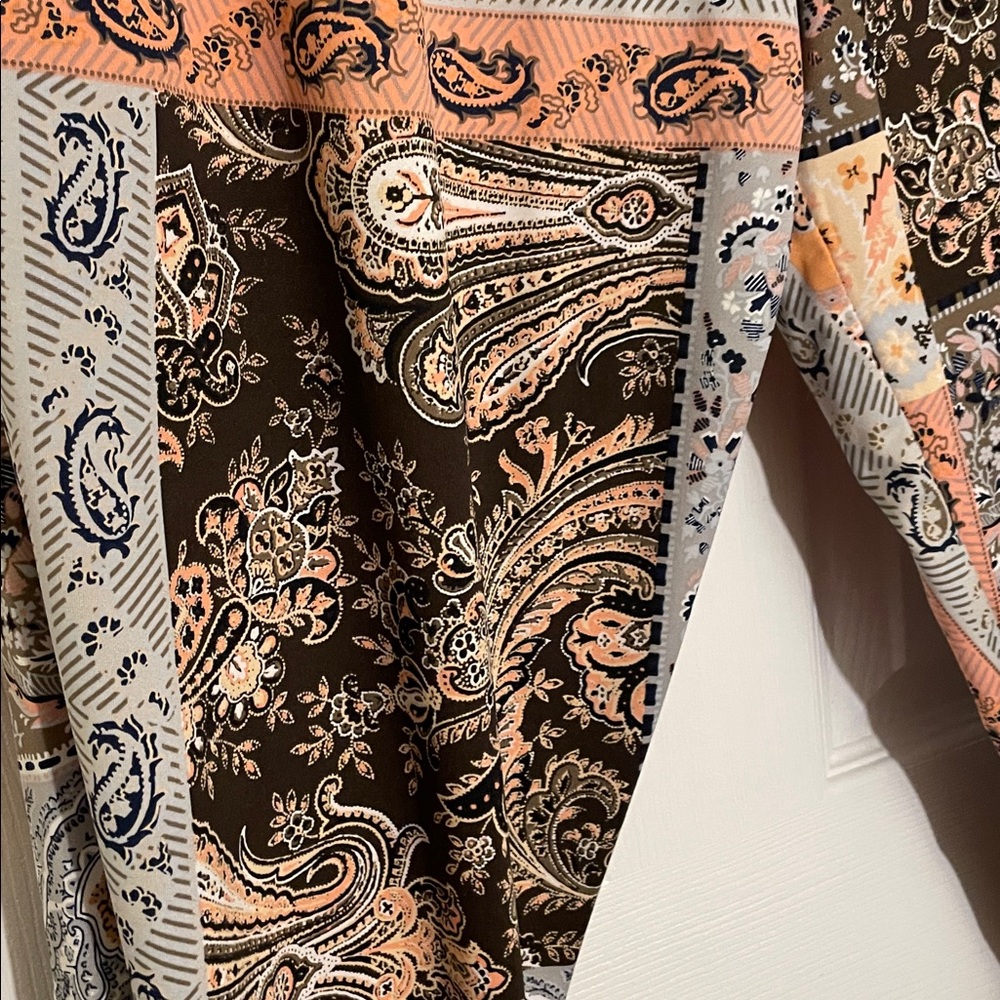 Paisley Silk Stretchy Patchwork Women's Pants 1X - Picture 2 of 3